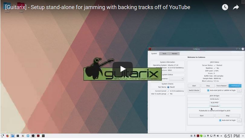 [Guitarix] – Setup stand-alone for jamming with backing tracks off of YouTube