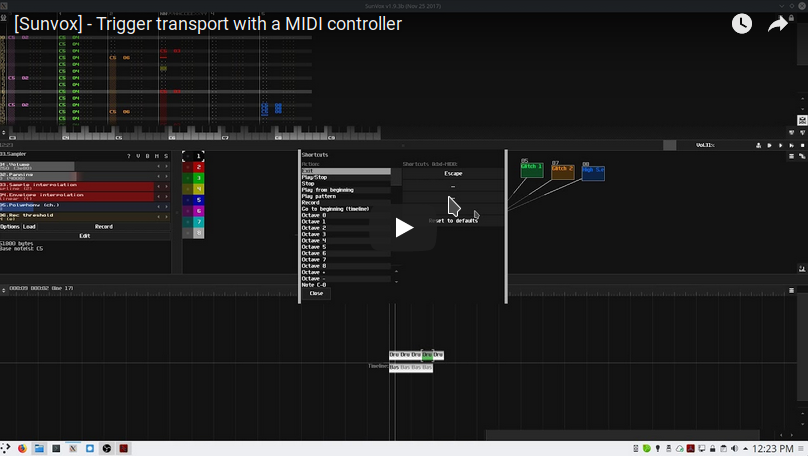 [Sunvox] – Trigger transport with a MIDI controller